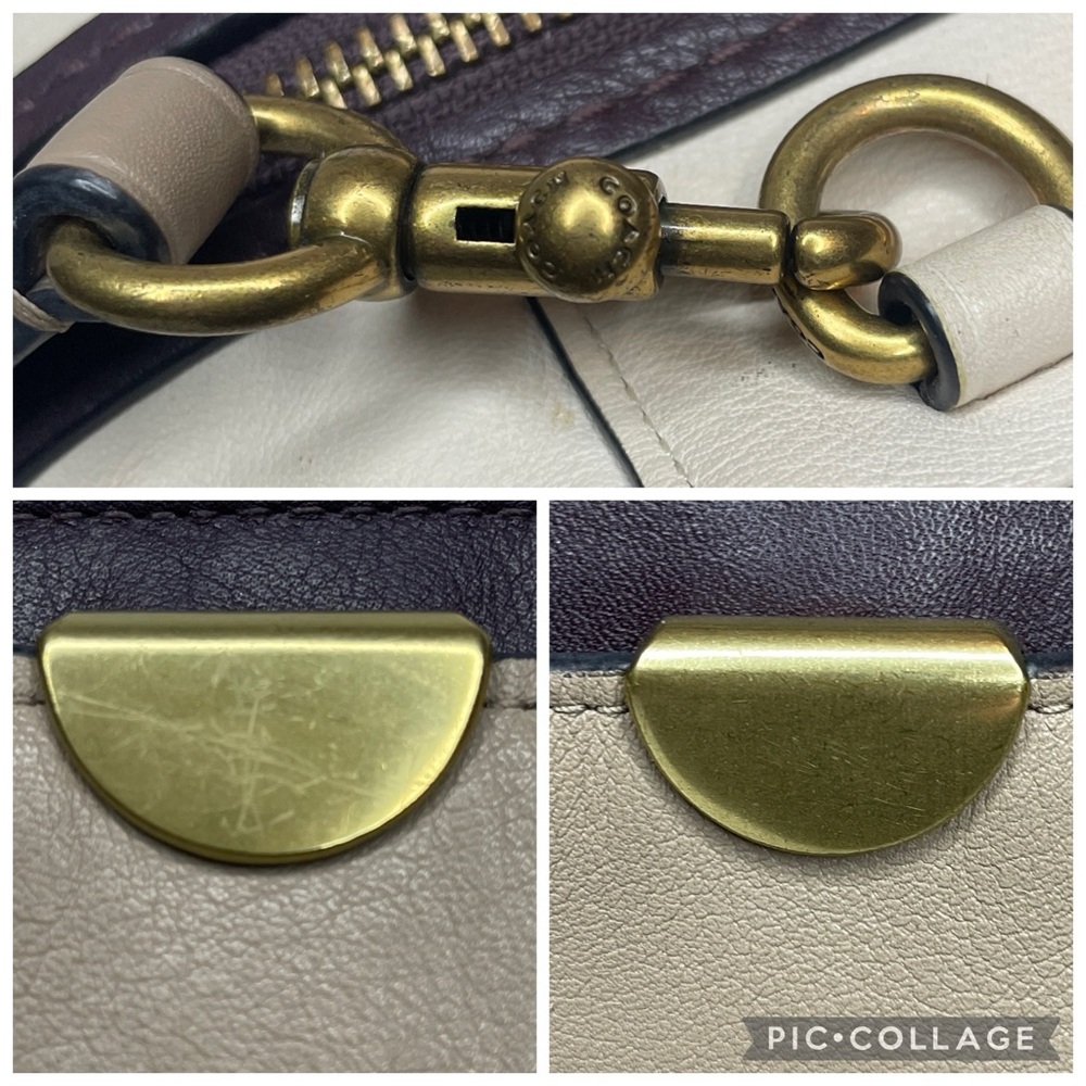 Coach Dreamer 29 Scalloped Stud Rivets Tri-tone Colorblock Leather Satchel Bag - Picture 6 of 17